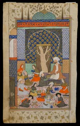 Folio uit een Khamsa (Kwintet) door Nizami; recto: Layla en Majnun op school, Iran, Safavid periode, ca.1600-10