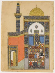 "Laila en Majnun op school", Folio uit een Khamsa (Kwintet) van Nizami