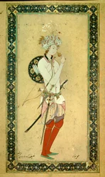 Portret van Haroun al-Rashid, Abassid kalief (766? 809). Perzische miniatuur
