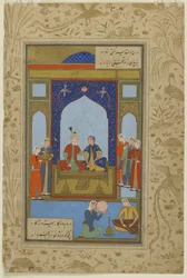 Potiphar en Zulaykha op de troon uit "Yusuf en Zulaykha", 1575
