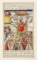 De Legende van Koning Kai-Kaus, uit de Shahnama (Boek der Koningen) door Abul-Qasim Manur Firdawsi (ca. 934-ca. 1020) ca. 1830