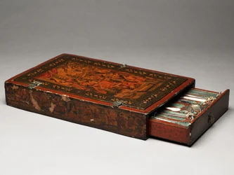 Gereedschapskist met afbeelding van de Heilige Familie, ca. 1830