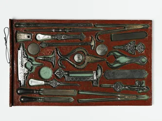 Gereedschapskist die de Heilige Familie afbeeldt, ca. 1830