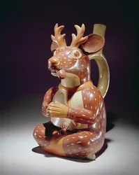 Aardewerk vat van gevangen hertenman, Mochica