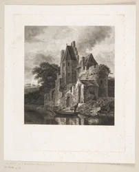 Kasteelruïne bij een rivier