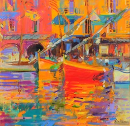 Havenreflecties, Côte du Midi, 2021 (olieverf op doek)