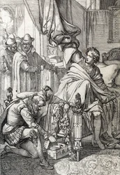 De arrestatie van Karel van Oostenrijk (1545-1568) (Don Carlos) zoon van Filips II van Spanje in 1568 door de mannen van zijn vader
