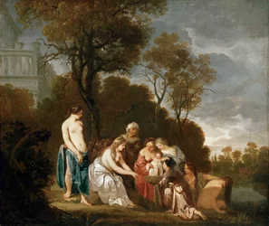 Mozes gered uit de rivier (schilderij op doek)