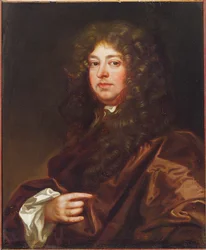 Portret van een heer in een bruine mantel