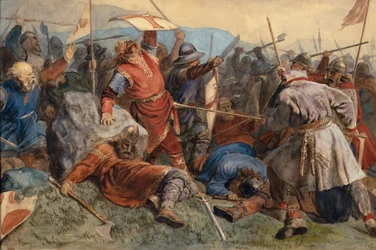 De val van Sint Olav in de Slag om Stiklestad