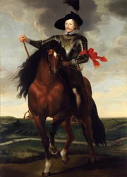Ladislas IV Vasa - Ruiterportret van kroonprins Wladyslaw Vasa met de Slag bij Khotyn op de achtergrond