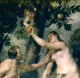 Adam en Eva (gekopieerd van het schilderij door Titian) (detail)