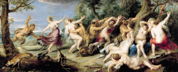 Diana en haar nimfen verrast door faunen, 1638-40
