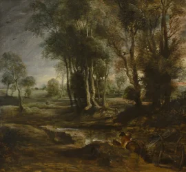 Avondlandschap met houtwagen, 1630-1640