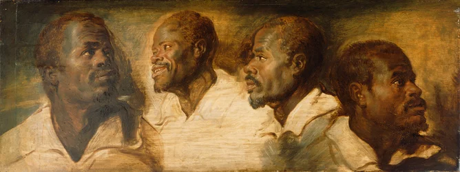 Vier studies van mannelijk hoofd, c.1617-1620