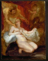 Jupiter en Danae (schilderij op hout)