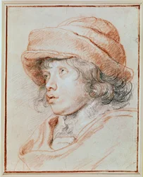 Portretstudie van zijn zoon Nicolas (zwart, rood en wit krijt)