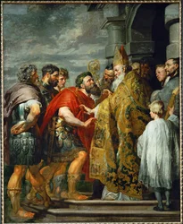 Sint Ambrosius en keizer Theodosius, ca. 1615 (schilderij op doek)