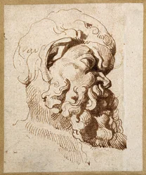 Studie van een antiek hoofd van Silenus