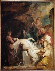 De graflegging van Christus (schilderij op eikenhout)