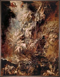 De val van de verdoemden (schilderij op eikenhout)
