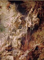De val van de verdoemden (schilderij op eikenhout)