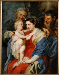 De Heilige Familie met de Heilige Anna (schilderij op doek)