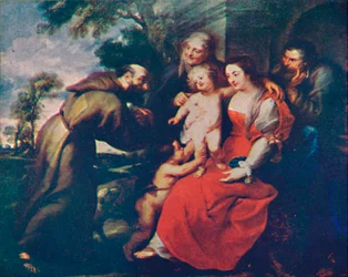 De Heilige Familie met de Heiligen Franciscus en Anna en de jonge Johannes de Doper, ca. 1630