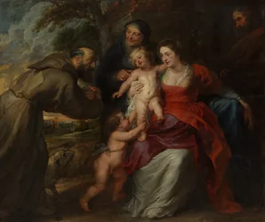 De Heilige Familie met Heiligen Franciscus en Anna en de Heilige Johannes de Doper als Kind, 1630s