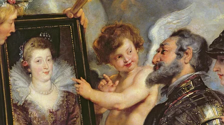 De Medici-cyclus: Henri IV ontvangt het portret van Marie de Medici (detail)