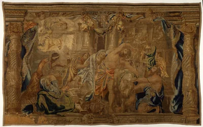 De triomf van de eucharistie over afgoderij c.1665 (zijde, wol  metaaldraad)