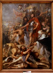 De triomf van Judas Maccabee Judas Maccabee (of Macabee), bijgenaamd de hamer, opvolger van zijn vader Matathias aan het hoofd van de opstand van de Joden tegen de onderdrukking van de Seleuciden tijdens het bewind van Antiocho