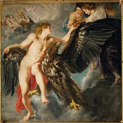 Zeus en Ganymedes (olieverf op doek)