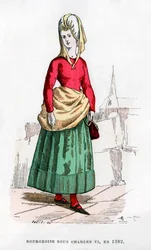Bourgeoise in kostuum uit de tijd van Karel VI van Frankrijk