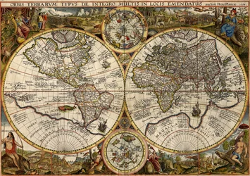Orbis Terrarum Typus... (Dubbele hemisferische wereldkaart)
