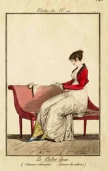 Het lieve briefje (Opgestoken haar. Fluwelen spencer)