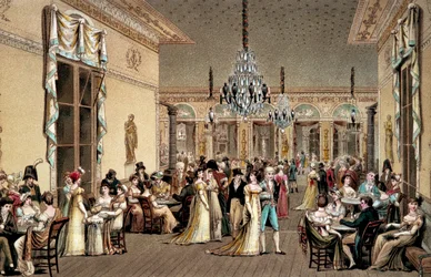 De Grote Salon van Café Frascati. Lithografie door Philibert-Louis Debucourt