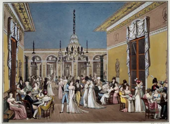 De Grote Salon van Café Frascati. Lithografie door Philibert-Louis Debucourt