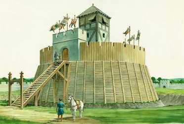 Normandische uitkijktoren bij Bramber Castle, West Sussex