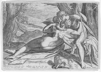 Venus en Adonis, uit de serie Het verhaal van Adonis, ca. 1579