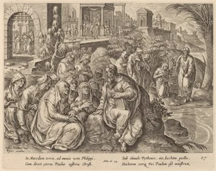 Sint Paulus spreekt tot de vrouwen van Filippi bij een rivier