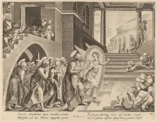 De apostelen bevrijd uit de gevangenis door een engel