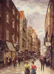 Holywell Street, Strand, kijkend naar het westen, 1900
