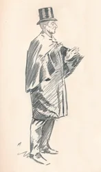 Potloodschets door Phil May, 19e eeuw, 1903-1904