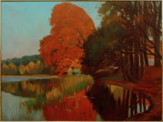 Herfststemming aan een meer in Mark Brandenburg
