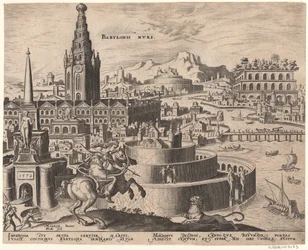 Die Mauern von Babylon uit de serie De Achtste Wonderen van de Wereld Na Maarten van Heemskerck, 1572