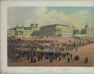 Nicholas Palace in het Kremlin van Moskou vanuit een panoramisch uitzicht op Moskou in 10 delen, ca. 1848