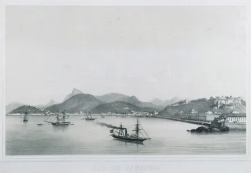 Negen panoramische uitzichten van Rio de Janeiro: As Prais St. Luzia a Gloria, 1862