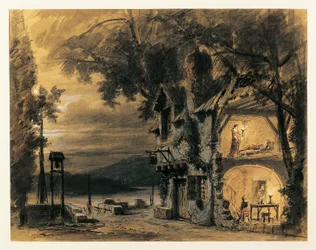 Frankrijk, Parijs, Decorontwerp voor act IV van Rigoletto door Giuseppe Verdi