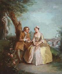 Conversation Piece, of Geliefden in een park, ca. 1727 (olieverf op doek)